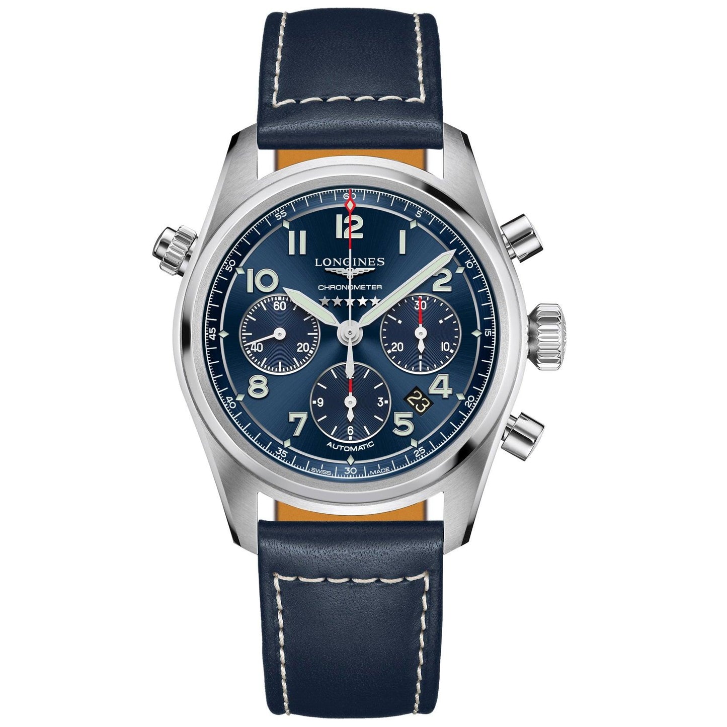 Longines orologio Spirit cronografo 42mm blu automatico acciaio L3.820.4.93.0