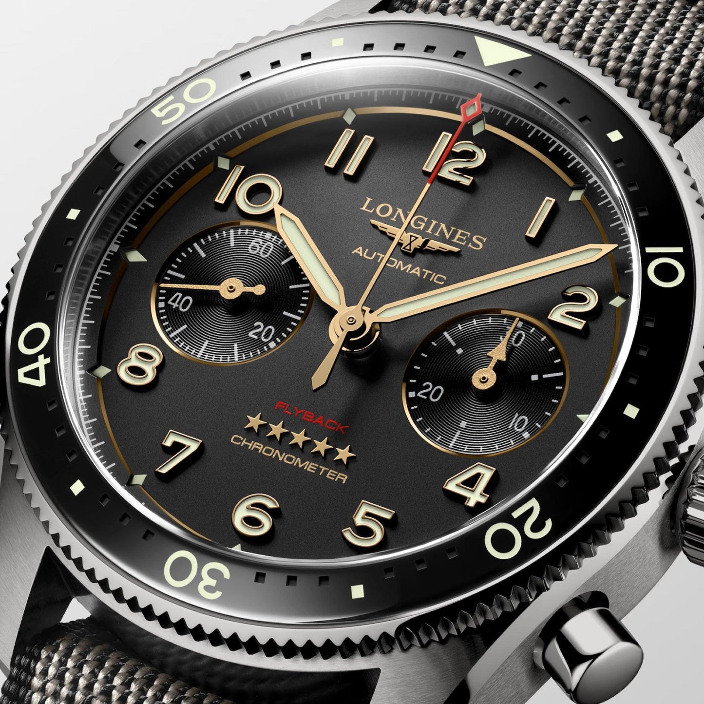 Longines orologio Spirit Flyback Titanium 42mm antracite automatico titanio L3.821.1.53.2