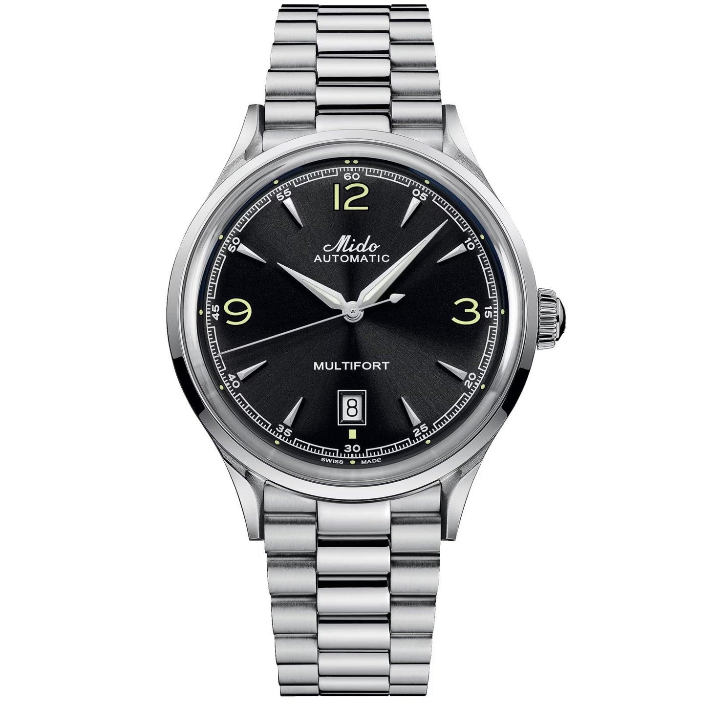 ミドー マルチフォート パワーウィンド 40mm ブラック 自動巻き ステンレススチール腕時計 M040.407.11.057.00