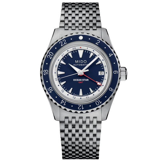 ミドー オーシャンスター GMT スペシャルエディション 40mm ブルー 自動巻き ステンレススチールウォッチ M026.829.18.041.00