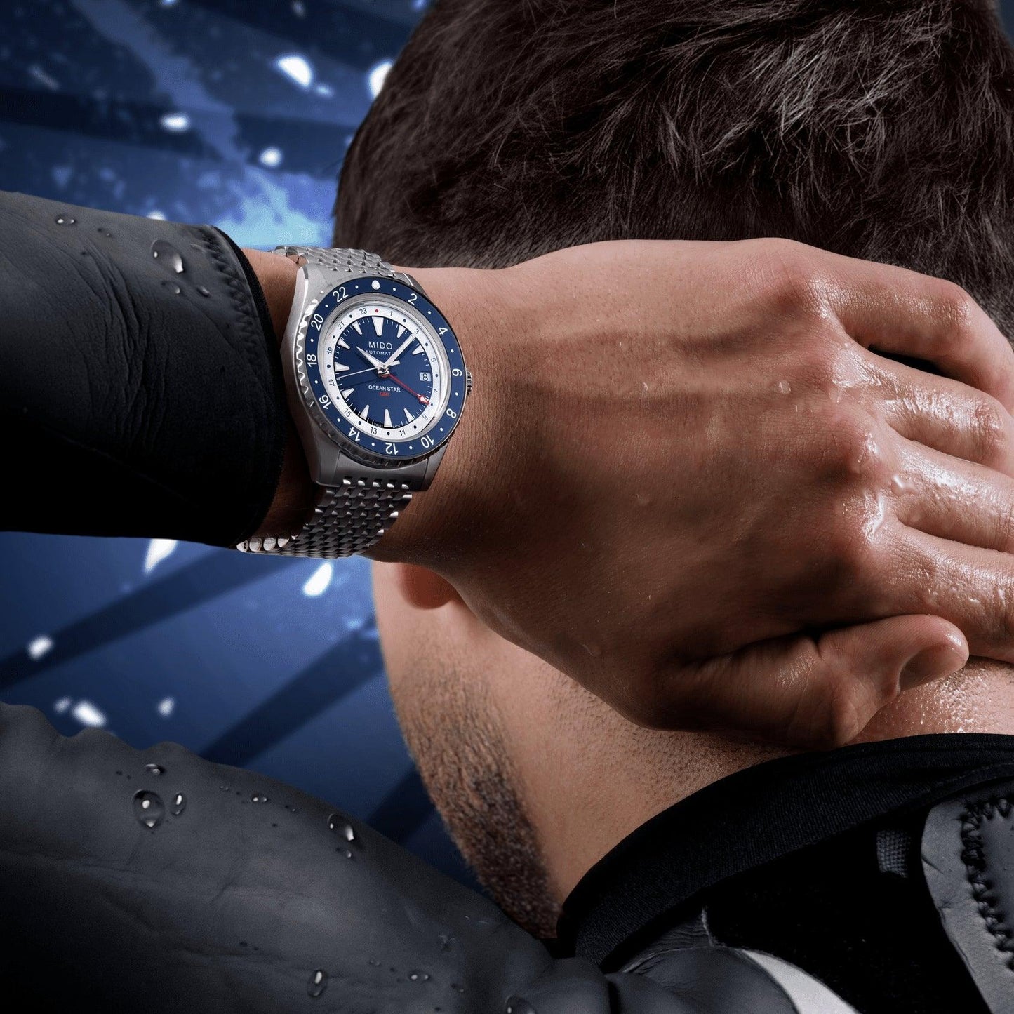 ミドー オーシャンスター GMT スペシャルエディション 40mm ブルー 自動巻き ステンレススチールウォッチ M026.829.18.041.00