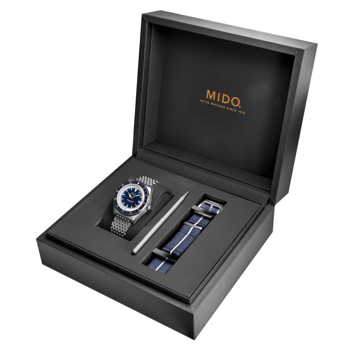 ミドー オーシャンスター GMT スペシャルエディション 40mm ブルー 自動巻き ステンレススチールウォッチ M026.829.18.041.00