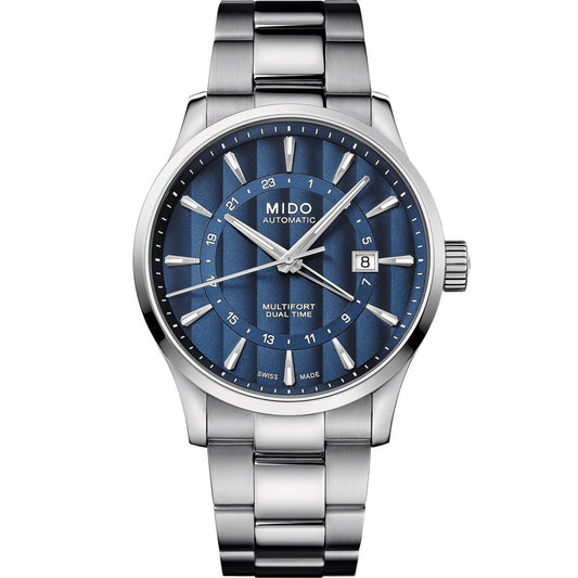 ミドー マルチフォート デュアルタイム GMT 42mm キャリバー80 自動巻き ステンレススチール メンズ腕時計 M038.429.11.041.00