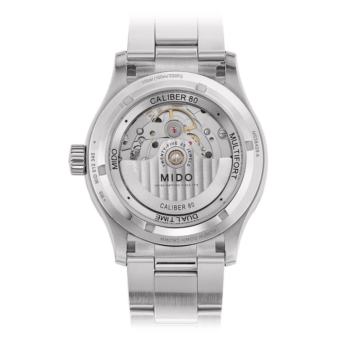 ミドー マルチフォート デュアルタイム GMT 42mm キャリバー80 自動巻き ステンレススチール メンズ腕時計 M038.429.11.041.00