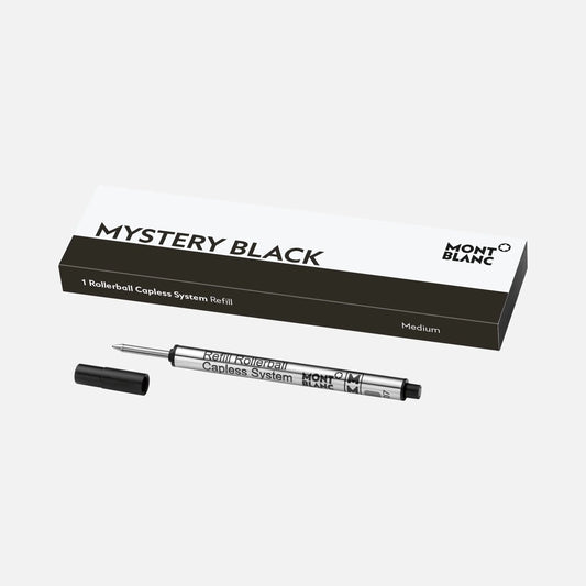 モンブラン ローラーボールシステム用リフィル 1本 キャップなし ミディアムブラック ミステリーブラックチップ M 128242