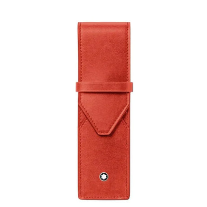 Astucci montblanc meisterstück scrittura in suede corallo con design minimalista e emblemma discreto in basso