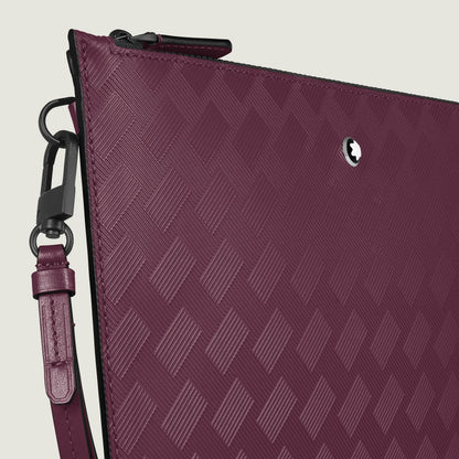 Montblanc astuccio extreme in pelle bordeaux con trama intrecciata e chiusura zip nera con logo Montblanc emblematico