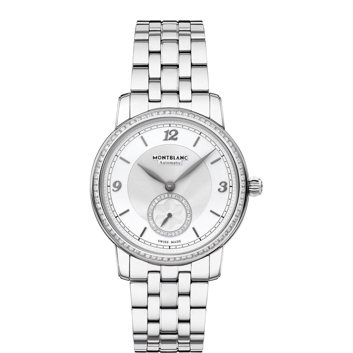 モンブラン スターレガシー スモールセコンド 36mm シルバー ダイヤモンド 自動巻き ステンレススチールウォッチ 118507
