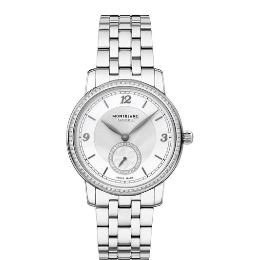 モンブラン スターレガシー スモールセコンド 36mm シルバー ダイヤモンド 自動巻き ステンレススチールウォッチ 118507