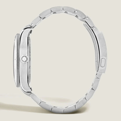 Cinturino in metallo argento lucido e spazzolato del montblanc iced sea automatico bianco acciaio 134024