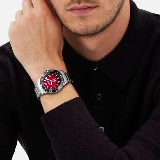 Montblanc iced sea automatic orologio acciaio 41mm con quadrante bordeaux e dettagli neri