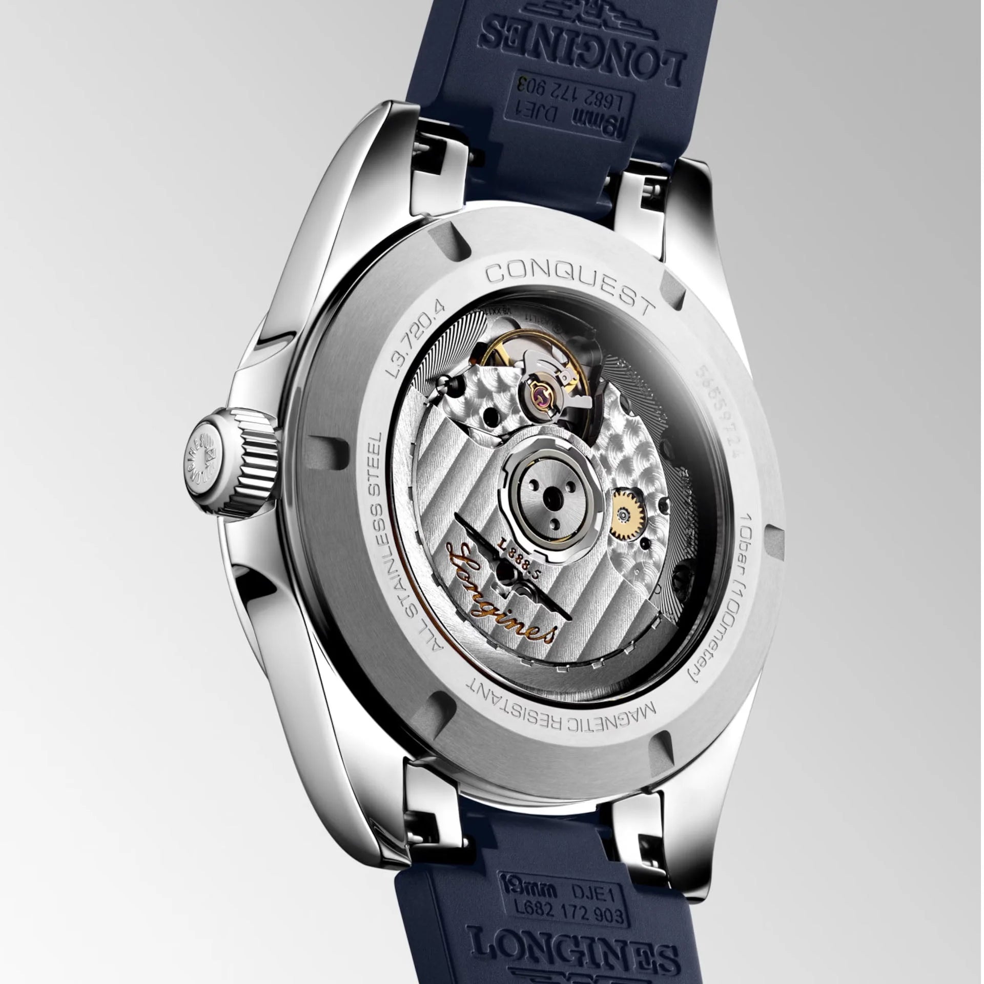 Orologio conquest longines 38mm blu automatico acciaio con movimento meccanico protetto dall’ufficio federale svizzero