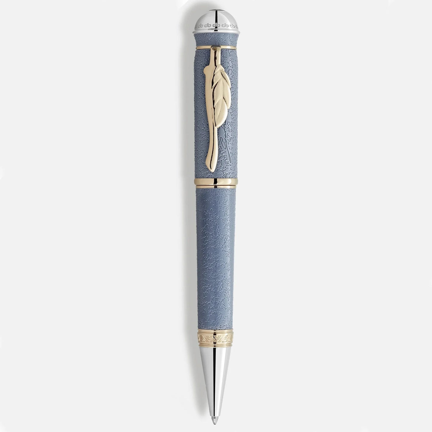 Penna sfera montblanc writers edition omaggio a johann wolfgang von goethe blu con piuma oro e dettagli argento eleganti
