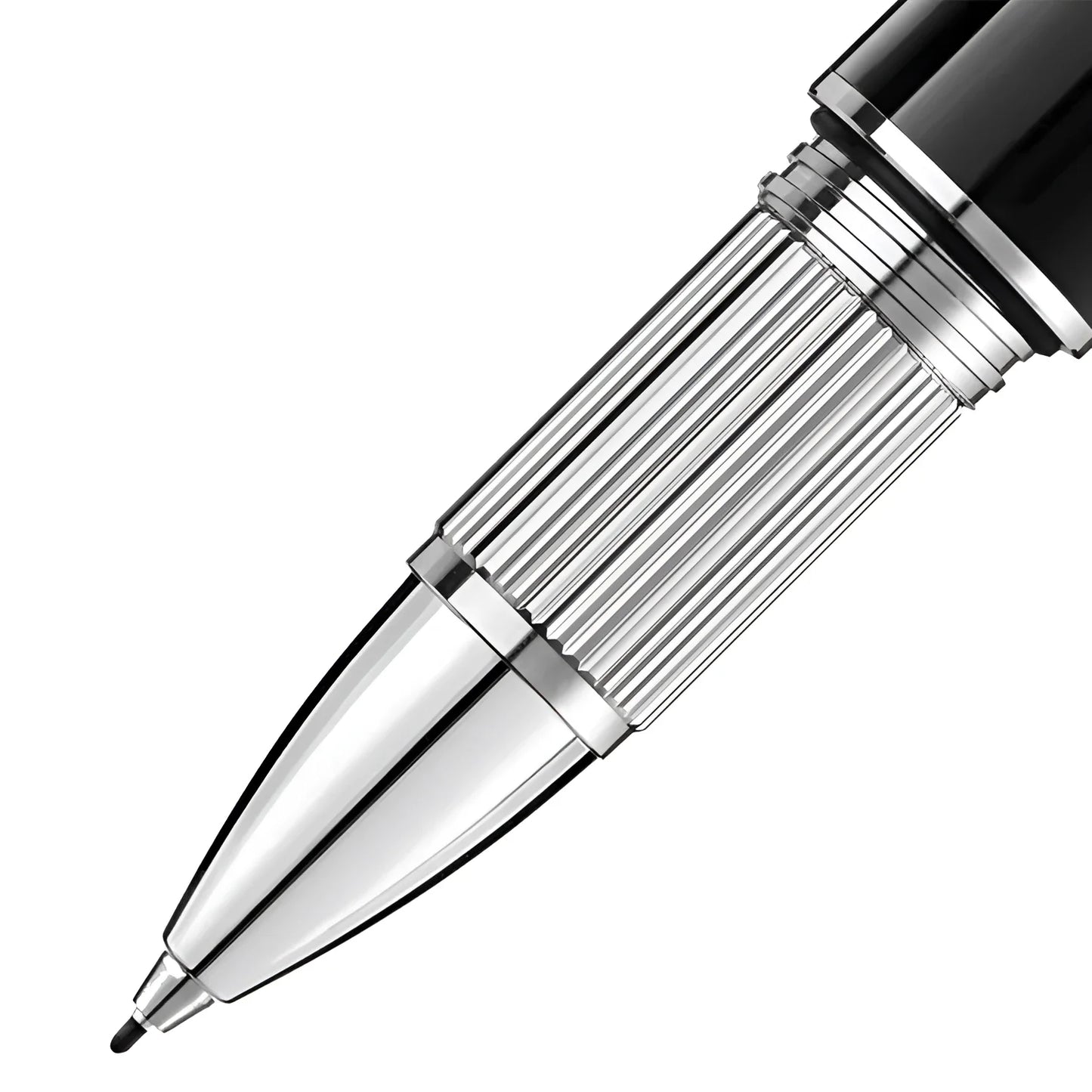 Montblanc fineliner starwalker doué acciaio resina 132510 con barra metallica a coste clip finitura platino e pregiata resina nera
