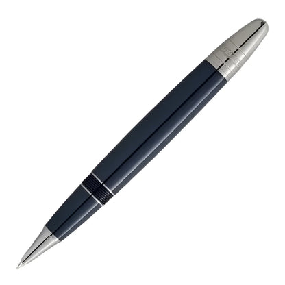 Montblanc roller legrand meisterstück around the world pen in navy blue with silver accents and textured grip band