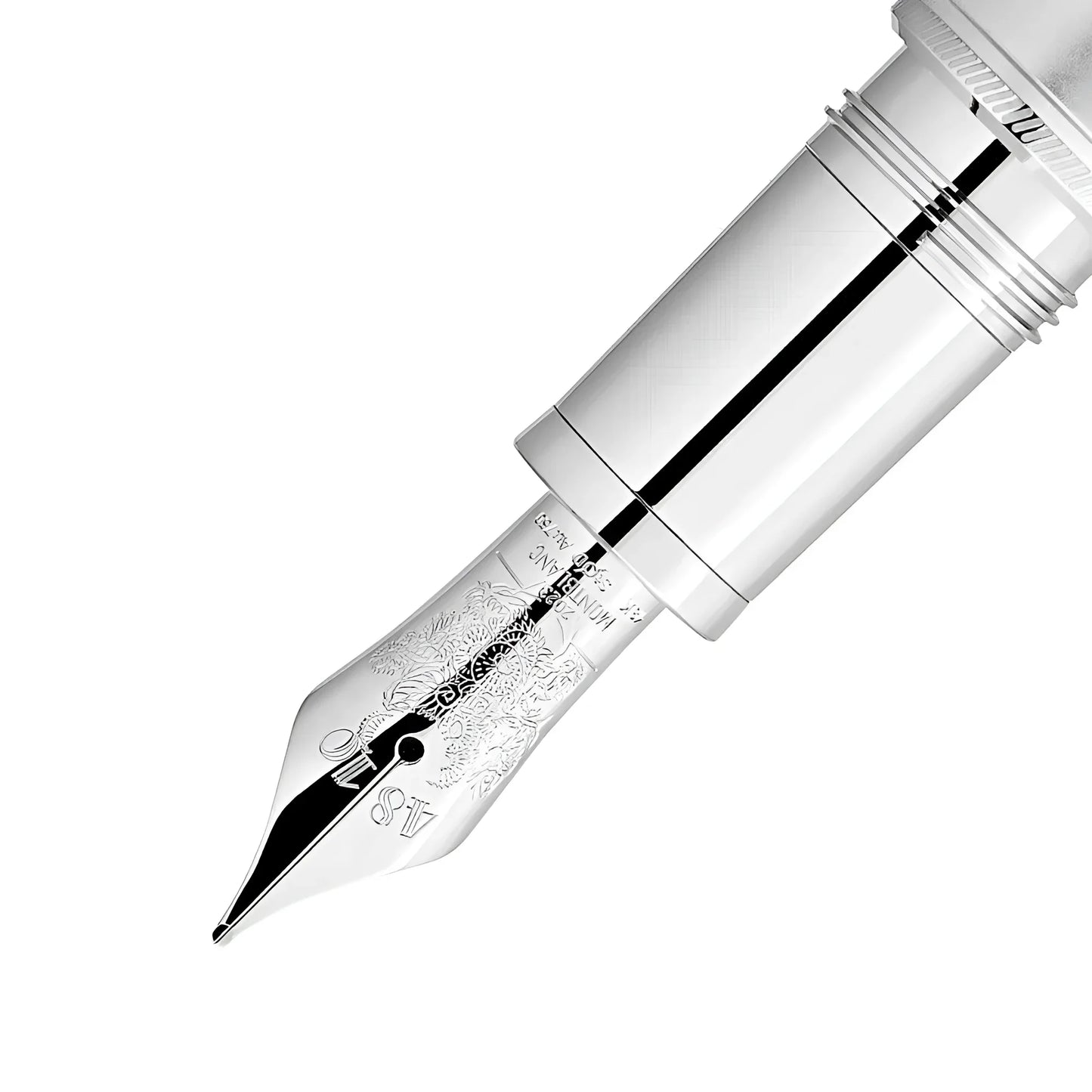 Penna stilografica montblanc silver con finitura metallica lucida e incisioni sul pennino omaggio a vincent van gogh