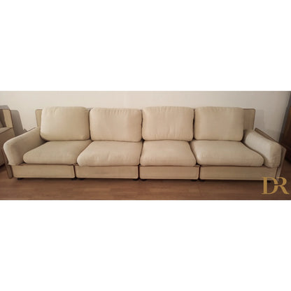 Divano modulare riccardo arbizzoni modello redifiori set 1978 beige in tessuto con quattro cuscini