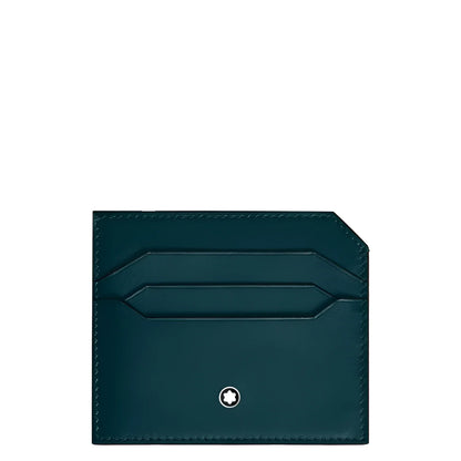Porta carte montblanc in pelle verde scuro con logo montblanc argento modello blu legion soft 198755
