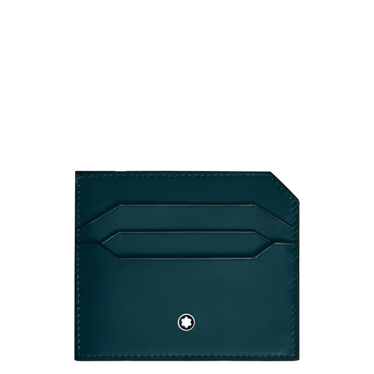 Porta carte montblanc in pelle verde scuro con logo montblanc argento modello blu legion soft 198755