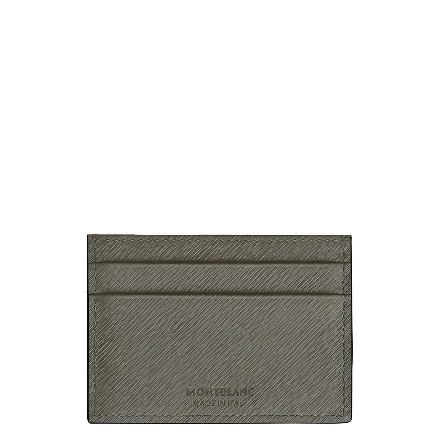 Montblanc porta carte in pelle stampa saffiano grigio medio con 5 scomparti in pelle verde oliva strutturata