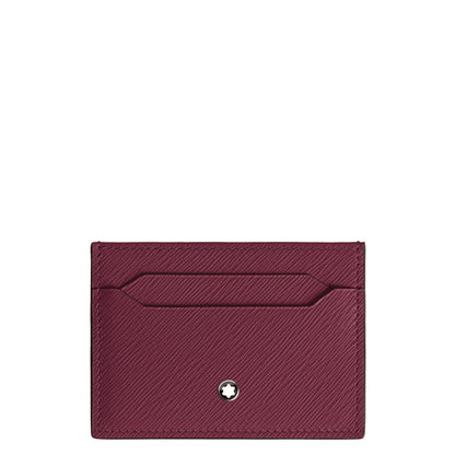 Montblanc porta carte in pregiata pelle stampa saffiano color cassis con cinque scomparti e stella argento