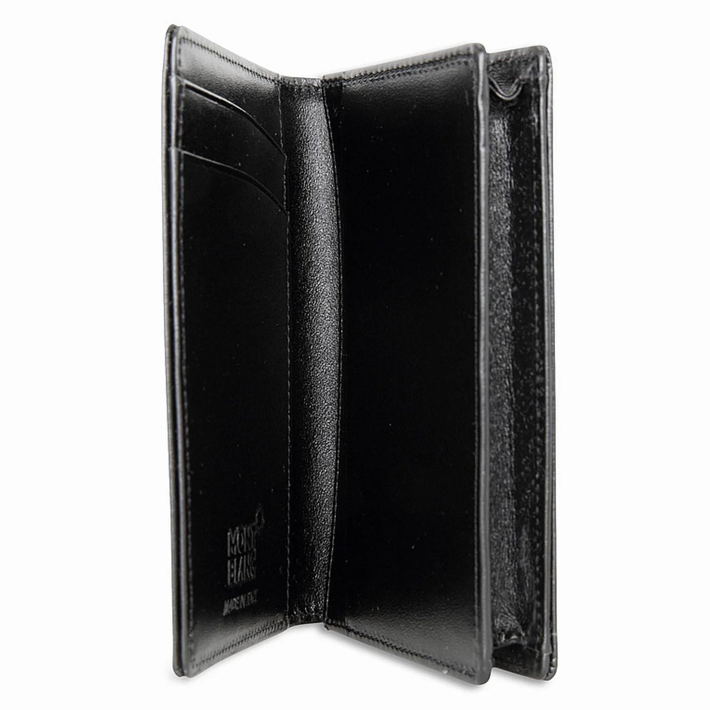 Montblanc porta carte meisterstück in pelle nera con cuciture e 4 scomparti interni per carte