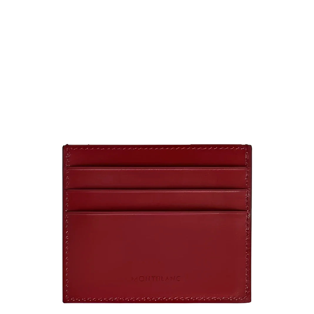Montblanc porta carte in pelle rossa con bordi cuciti e logo inciso modello soft ruggine scuro 198809