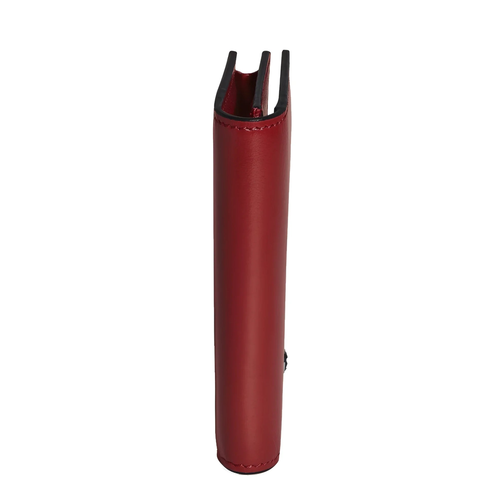 Montblanc porta carte meisterstück ruggine scuro in pelle rossa con bordi neri e cuciture rifinite