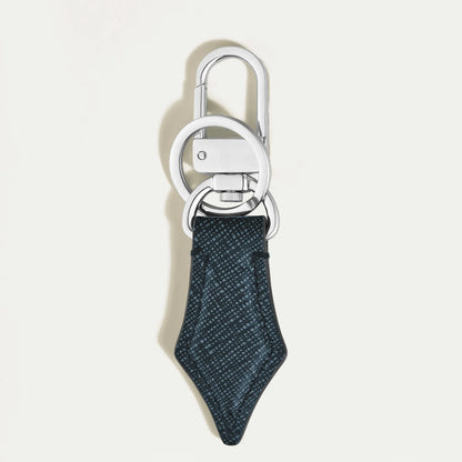 Montblanc portachiavi pennino tweed blu in pelle sartorial goffrata con un elegante combinazione bicolore