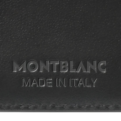 Portafoglio montblanc sottile trio in pelle nera con logo argentato impresso e stampa made in italy elegante e funzionale