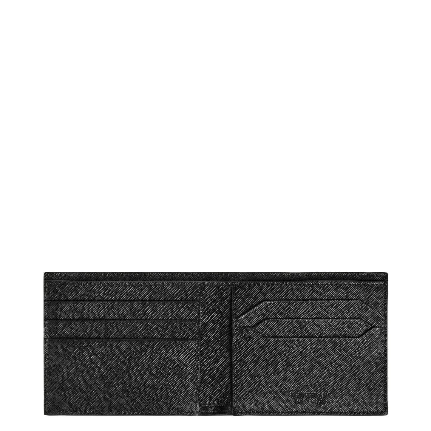 Montblanc portafoglio in pelle sartorial goffrata bicolore nero con 6 scomparti e tweed kaki elegante