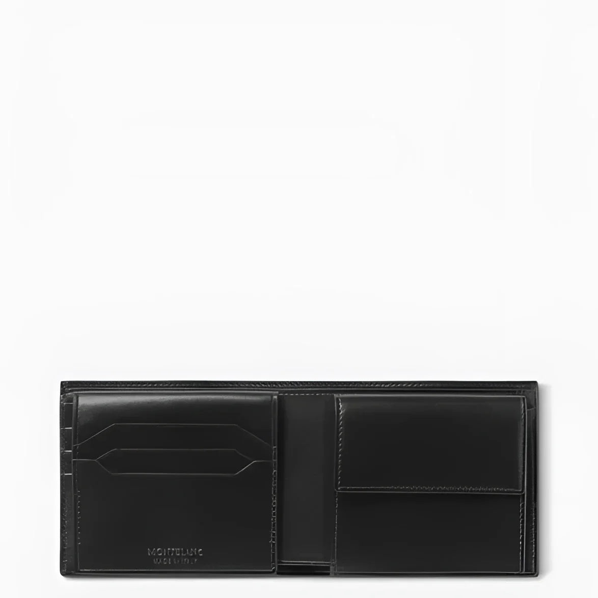 Montblanc portafoglio meisterstück nero in vitello pieno fiore con 10 scomparti e fodera jacquard elegante