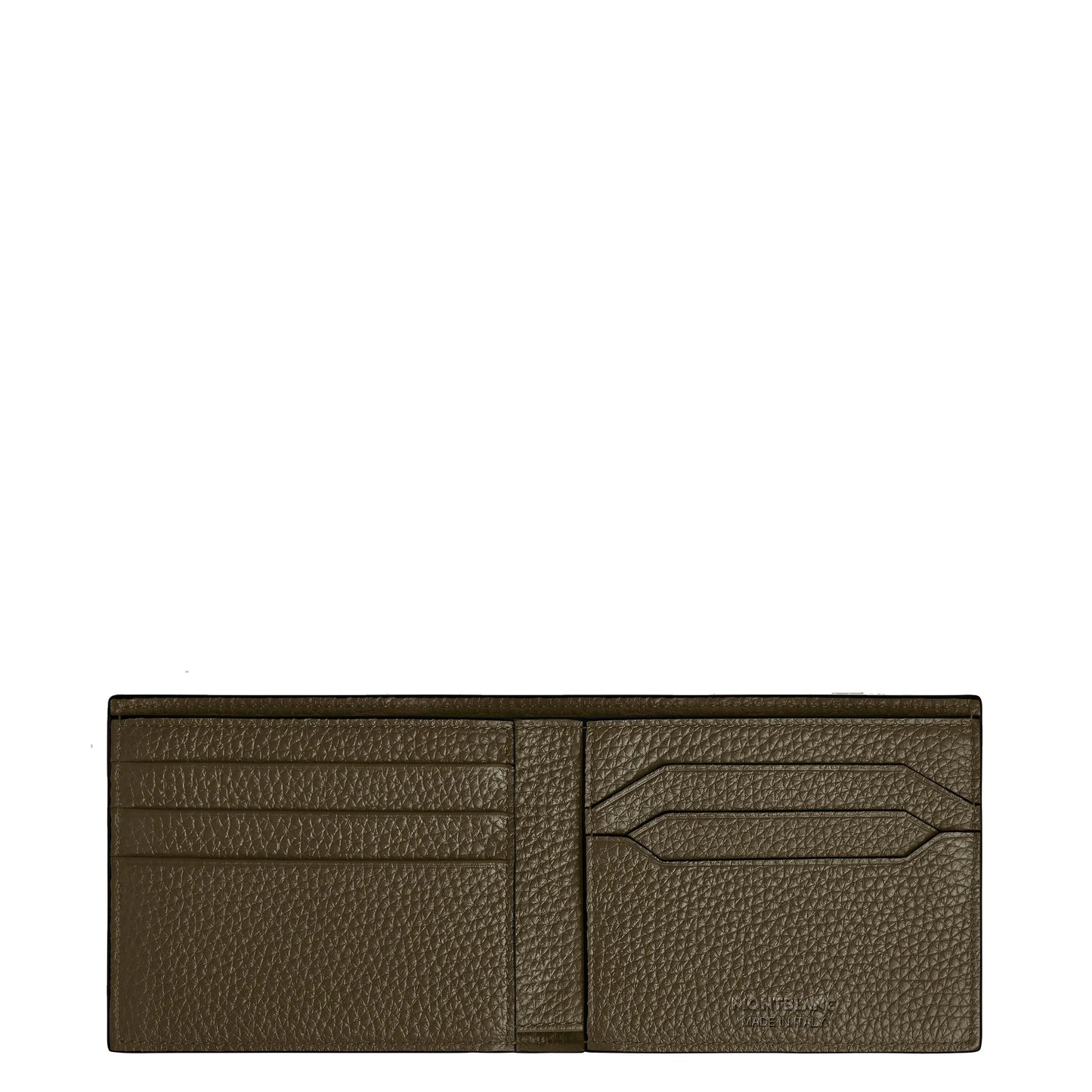 Olive green textured leather montblanc portafoglio 6cc kaki with multiple card slots and subtle embossed logo