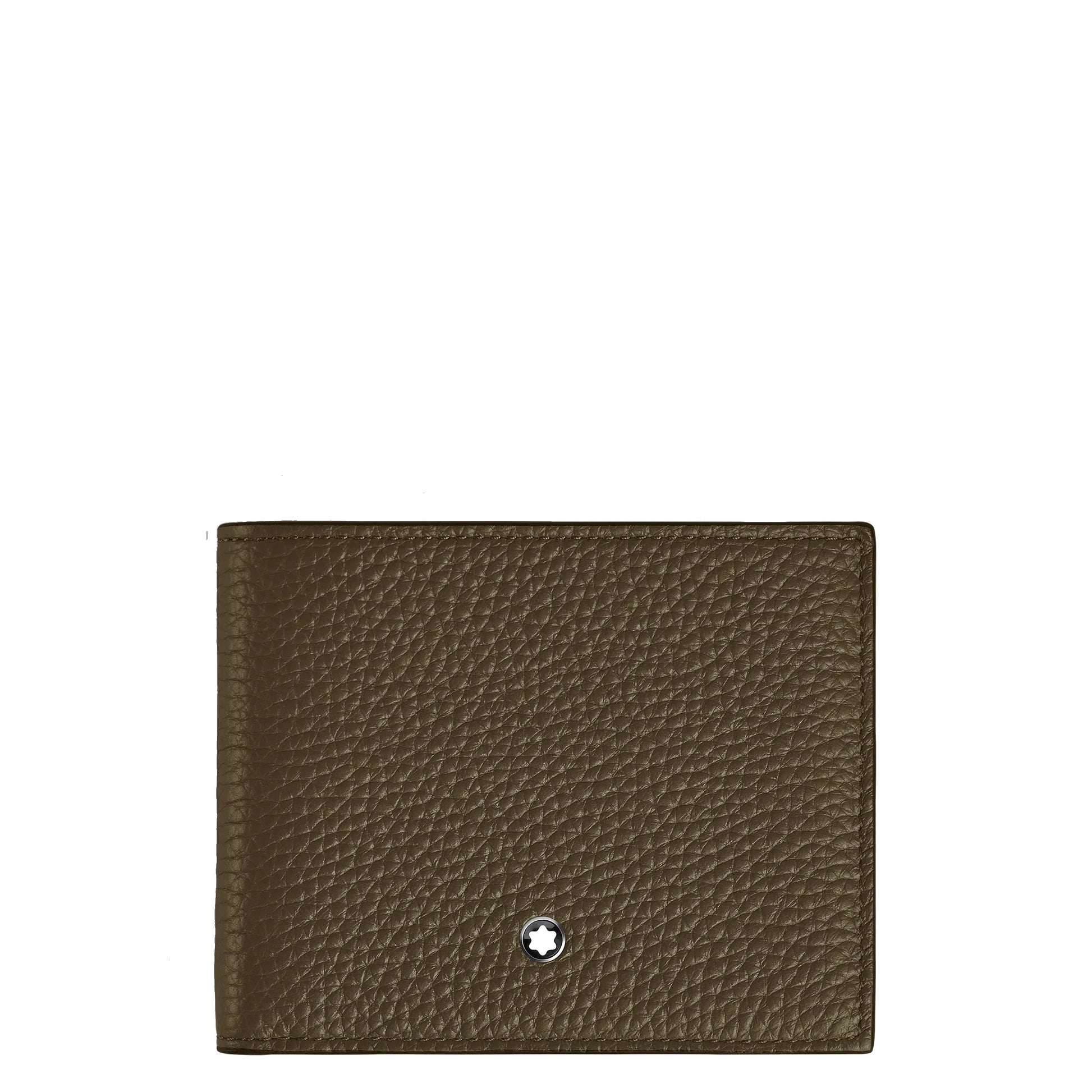 Portafoglio compatto montblanc kaki in pelle coniuga eleganza discreta con stella argento in rilievo