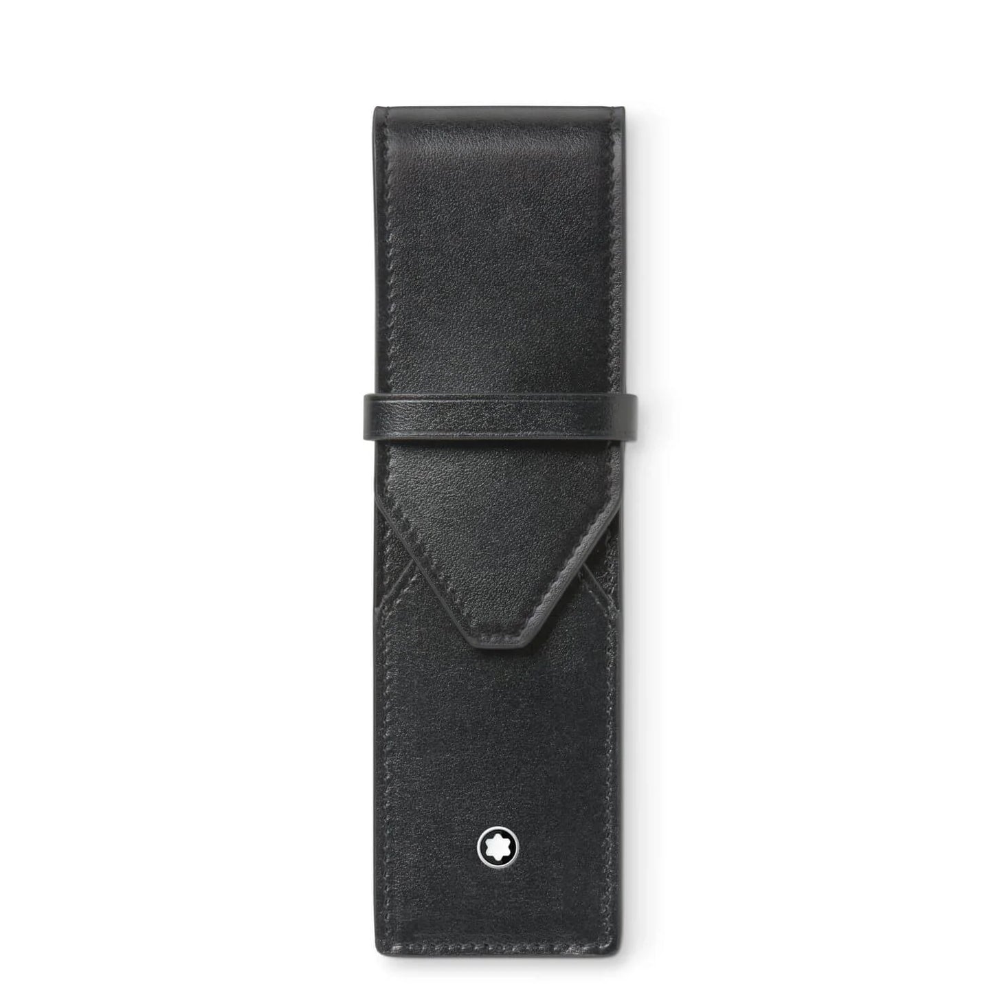 Montblanc astuccio per 2 strumenti da scrittura in pelle lucida nera con logo stella argento penne meisterstück