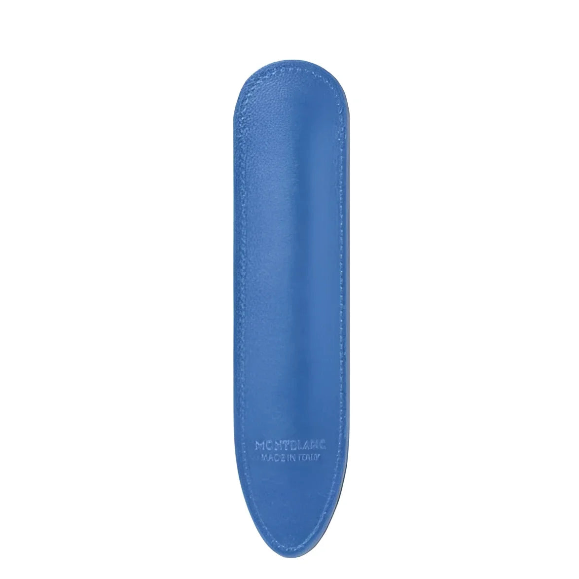 Montblanc astuccio per 1 strumento da scrittura meisterstück dusty blue in pelle blu vibrante con cuciture sottili