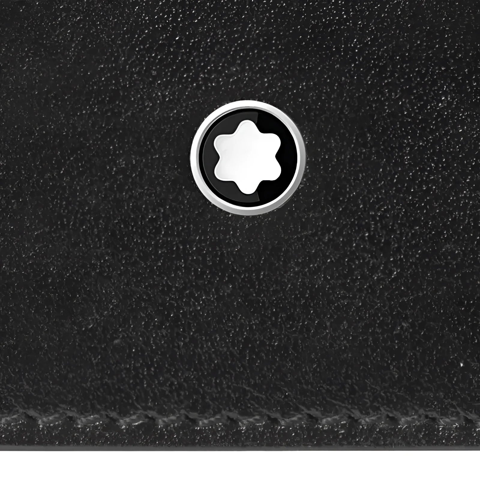 Montblanc astuccio per 3 strumenti da scrittura meisterstück in liscia pelle nera con emblema circolare argentato e stella bianca
