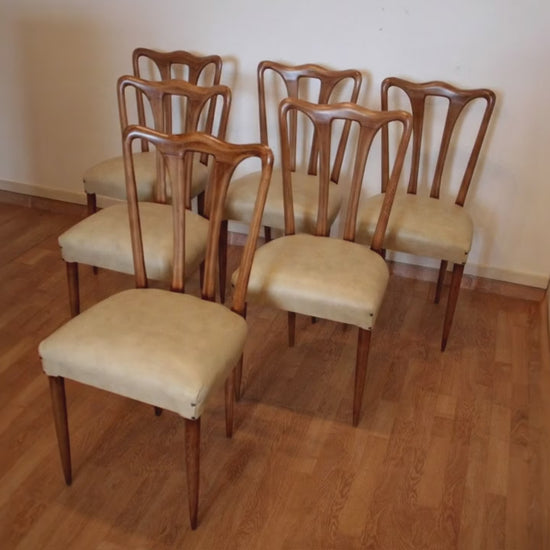 Set di 6 sedie mid-century modern in similpelle bianca — Italia, anni '60