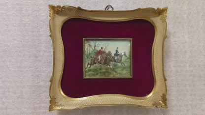 Miniatura olio su tela firmata con cornice originale — Manifattura inglese, XIX secolo