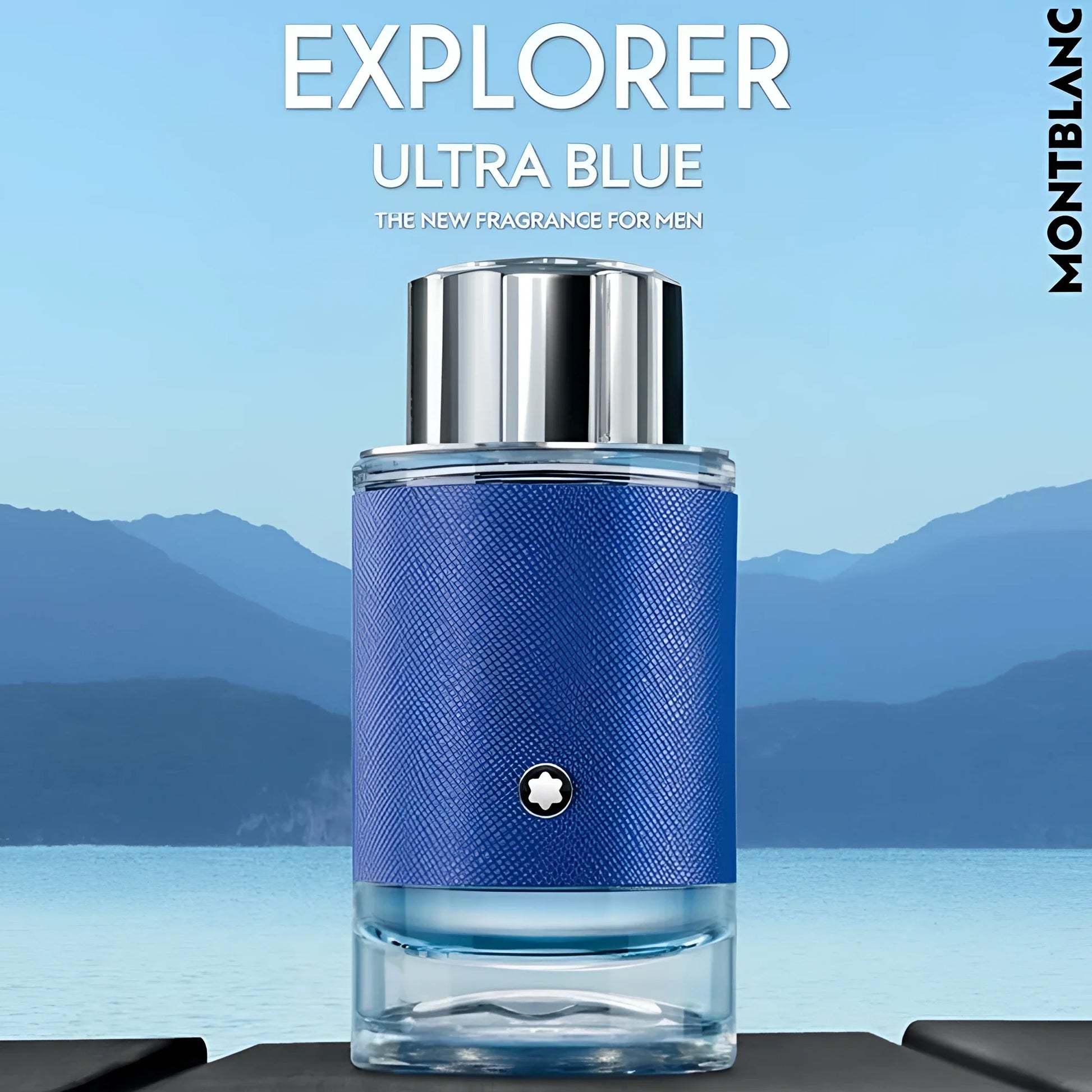 Montblanc explorer ultra blue eau de parfum 30ml in elegante flacone blu testurizzato con tappo argento carisma raffinati narrando