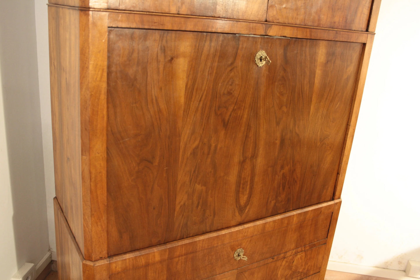 Splendido secretaire umberto scrittoio credenza in rovere massello con anta ribaltabile originale fine ottocento