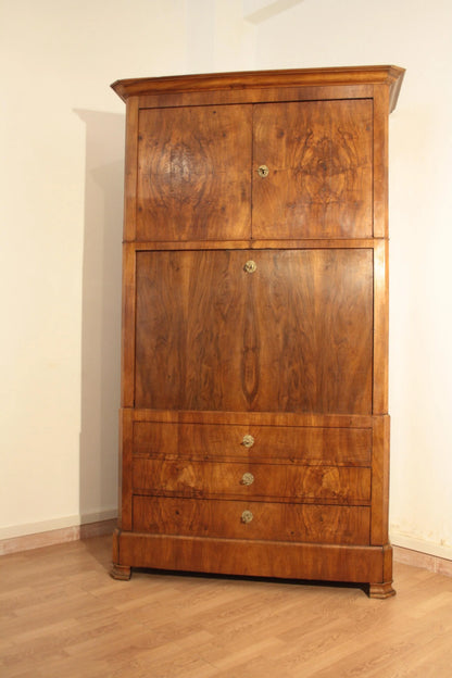 Splendido secretaire umberto scrittoio credenza umbertino in rovere massello con cassetti e ante intarsiate