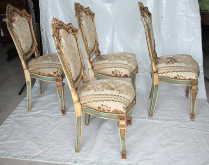 Set 4 sedie napoleone iii in stile napoleone iii seconda metà ottocento con rivestimento imbottito ornate