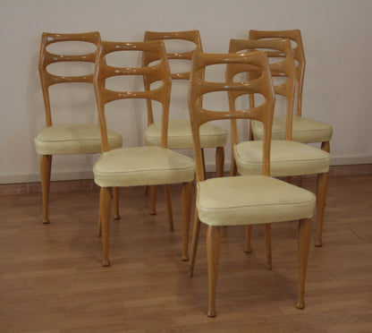 Set di 6 sedie da pranzo in legno mid century moderno di vittorio dassi anni 50 da dario raia antiquariato