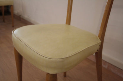 Set di 6 sedie da pranzo vintage vittorio dassi anni 50 in legno con seduta imbottita da dario raia antiquariato