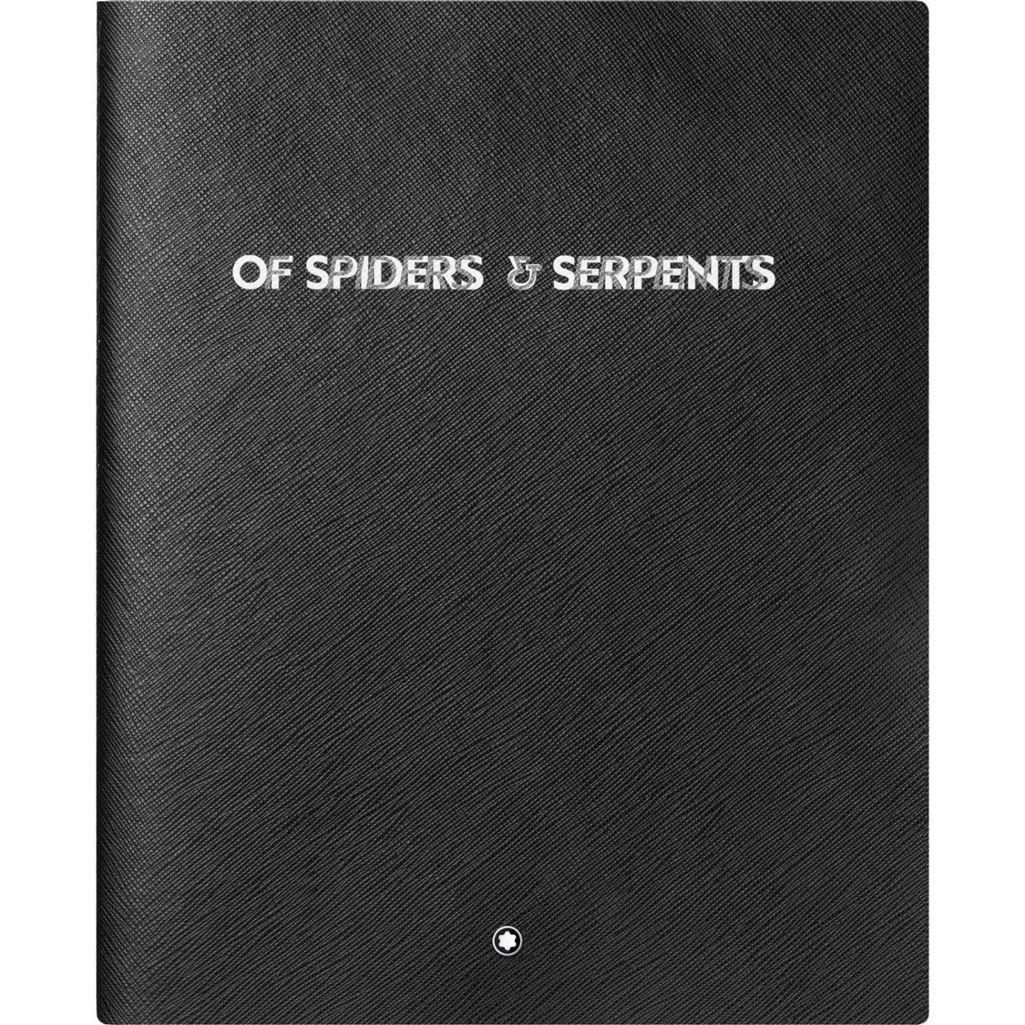 Black textured leather adult coloring book libro da colorare per adulti of spiders & serpents with silver embossed title montblanc