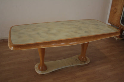 Tavolo da pranzo rettangolare vittorio dassi con piano in marmo anni 50 stile pranzo mid-century moderno da dario raia antiquariato