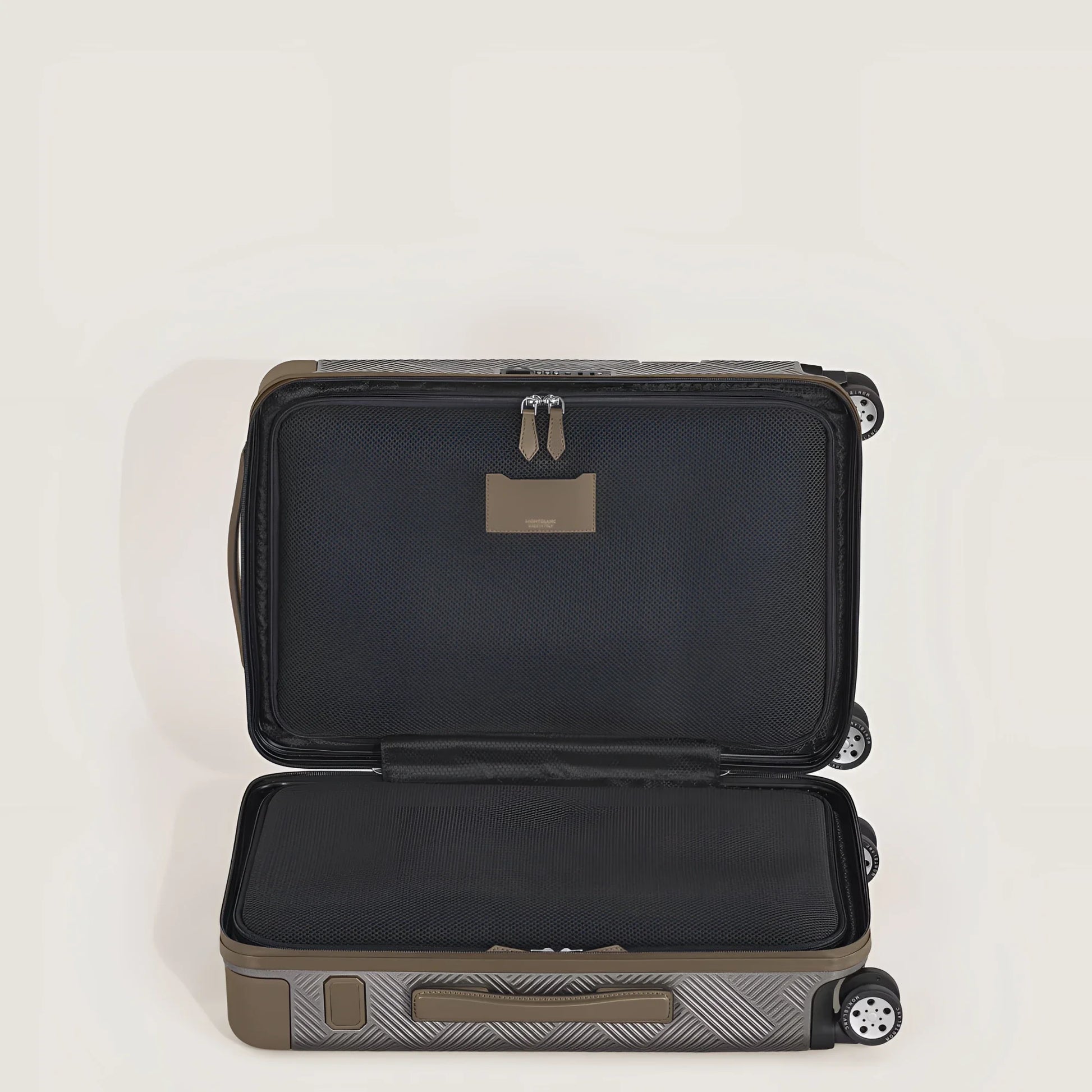 Montblanc trolley compatto da cabina olive green con guscio rigido geometrico perfetto per la prossima avventura