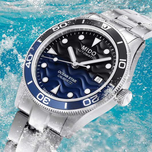 ミドー オーシャンスター 39mm ブルー 自動巻き ステンレススチール腕時計 M026.907.11.041.00