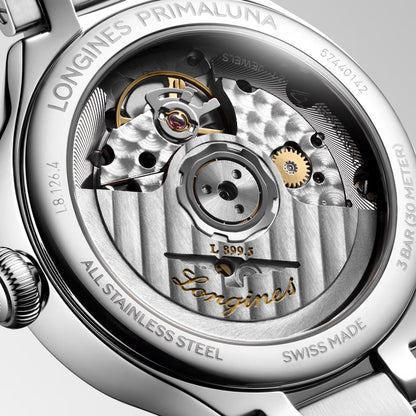 ロンジン プリマルーナ ムーンフェイズ 34mm マザーオブパール ダイヤモンド 自動巻き ステンレススチールウォッチ L8.126.4.87.6